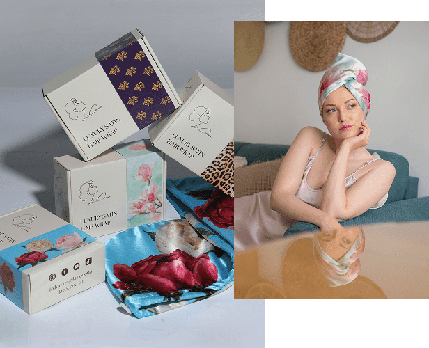 Опаковки La Cocona и сатенени тюрбани за коса